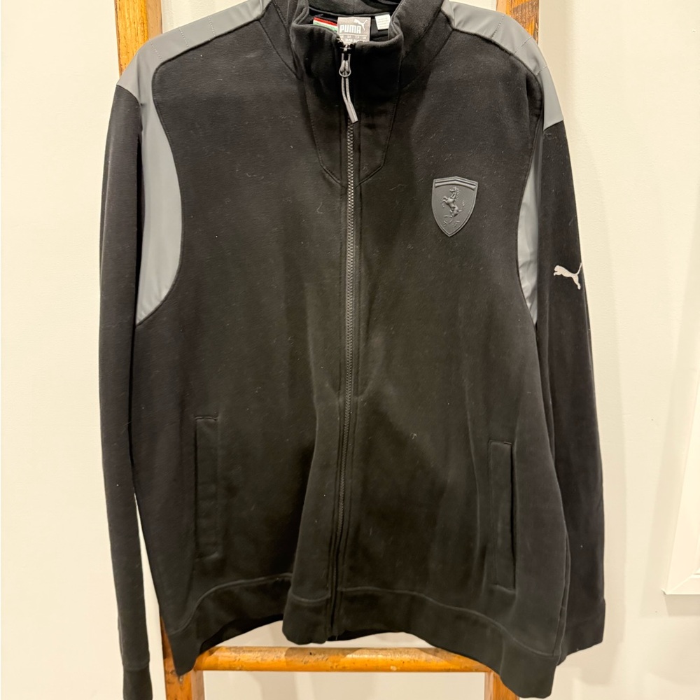 Puma Men's Black and Gray Varsity Jacket